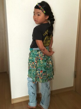 「BOOFOOWOO」｜「アイテム（ワンピース/ドレス）」を使った、YUNAchocoさん（キッズ・120cm）の夏コーディネート