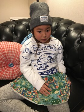 「BOOFOOWOO」｜「アイテム（ワンピース/ドレス）」を使った、YUNAchocoさん（キッズ・120cm）の秋コーディネート