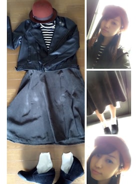 「cepo（セポ）のアイテム（ライダースジャケット）」を使った、＊chipiiiさん（レディース・156cm）の秋コーディネート