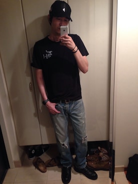 「Ed Hardy（エドハーディー）のアイテム（キャップ）」を使った、mabuさん（メンズ・189cm）の夏コーディネート