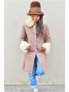 「Levi's」｜「アイテム（ムートンコート）」を使った、AiLeen by GROGGROGさん（レディース・158cm）の冬コーディネート