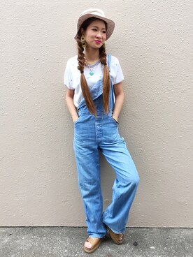 「7月WEAR夏のサンダル祭り」｜「アイテム（オールインワン・サロペット）」を使った、AiLeen by GROGGROGさん（レディース・165cm）の夏コーディネート