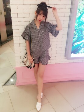 「muchacha nene（ムチャチャネネ）のアイテム」を使った、Reika玲華さん（レディース・163cm）の夏コーディネート