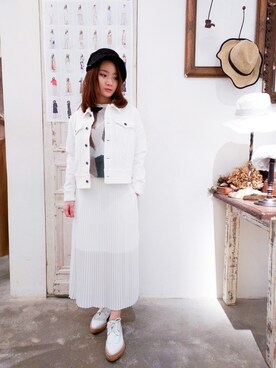 「initial（イニシャル）のアイテム（デニムジャケット）」を使った、pizzaさん（レディース・158cm）の春コーディネート