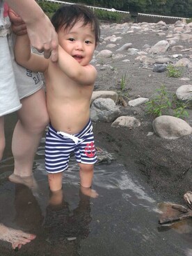 「西松屋（ニシマツヤ）のアイテム（Swimwear、ブルー系）」を使った、nishiyamaさん（レディース・155cm）の冬コーディネート