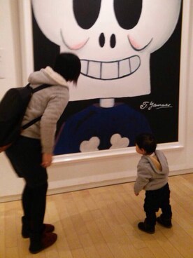 「GU（ジーユー）のアイテム（Hoodies、グレー系）」を使った、nishiyamaさん（レディース・155cm）の冬コーディネート