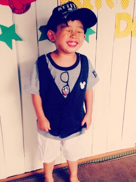 「BABYDOLL（ベビードール）のアイテム（Cap、ブルー系）」を使った、nishiyamaさん（レディース・155cm）の夏コーディネート