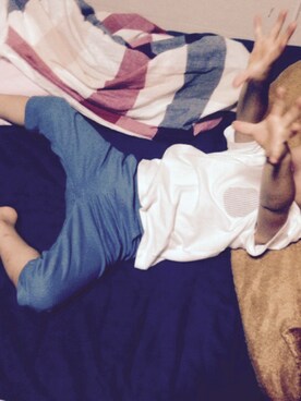 「しまむら（シマムラ）のアイテム（T Shirts、ホワイト系）」を使った、nishiyamaさん（レディース・155cm）の夏コーディネート