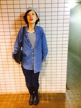 「AIGLE（エーグル）のアイテム（ブーツ）」を使った、hiiさん（レディース・176cm）の秋コーディネート