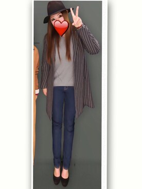 「GU（ジーユー）のアイテム（デニムパンツ、ブルー系）」を使った、YUKI さん（レディース・165cm）の冬コーディネート