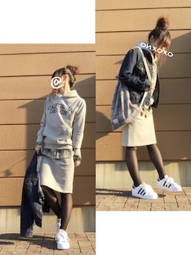 「スウェット×シャツ」｜Atsukoさん（レディース・152cm）の冬コーディネート