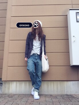 「ストライプジャケット」｜Atsukoさん（レディース・152cm）の春コーディネート