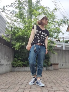 「#203（ニイマルサン）のアイテム（バッグ）」を使った、Atsukoさん（レディース・152cm）の夏コーディネート