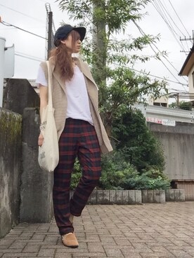 「TODAYFUL（トゥデイフル）のVintageトートバッグ（トートバッグ）」を使った、Atsukoさん（レディース・152cm）の秋コーディネート