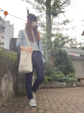 「TODAYFUL（トゥデイフル）のVintageトートバッグ（トートバッグ）」を使った、Atsukoさん（レディース・152cm）の秋コーディネート