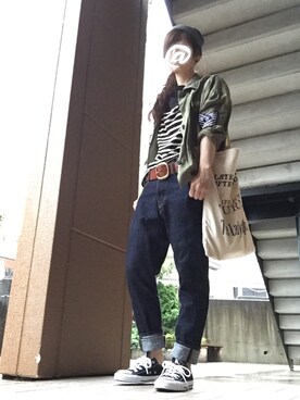 「TODAYFUL（トゥデイフル）のVintageトートバッグ（トートバッグ）」を使った、Atsukoさん（レディース・152cm）の秋コーディネート