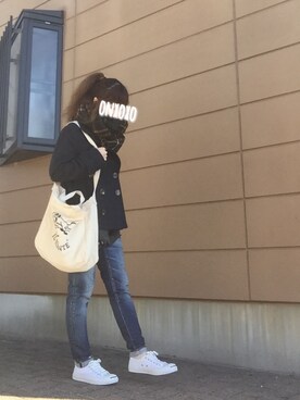 「WEGO（ウィゴー）のアイテム（ピーコート）」を使った、Atsukoさん（レディース・152cm）の冬コーディネート