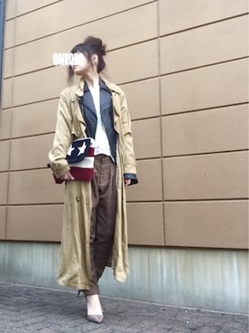 「星条旗」｜「アイテム（トレンチコート）」を使った、Atsukoさん（レディース・152cm）の冬コーディネート