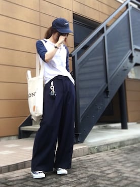 トゥデイフル　キャップ　ネイビー TODAYFULのキャップを使った「ネイビー」の人気ファッション