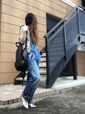 「シルバーシューズ」｜「アイテム（ハンチング/ベレー帽）」を使った、Atsukoさん（レディース・152cm）の秋コーディネート