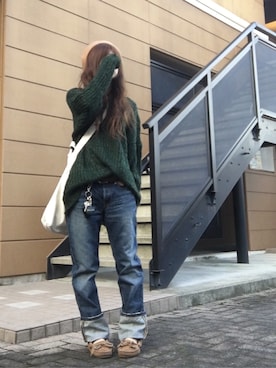 「リーバイス501」｜「アイテム（ハンチング/ベレー帽）」を使った、Atsukoさん（レディース・152cm）の秋コーディネート