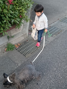 「アイテム（トートバッグ）」を使った、mineさん（キッズ・90cm）の冬コーディネート