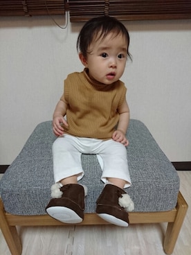 「9ヶ月」｜「アイテム（ブーツ）」を使った、kohaさん（キッズ・70cm）の秋コーディネート
