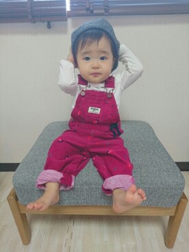 「OSHKOSH（オシュコシュ）のアイテム（Tシャツ/カットソー）」を使った、kohaさん（キッズ・70cm）の秋コーディネート