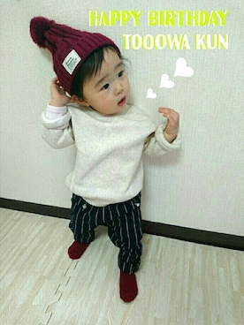 「アイテム（ラッピングキット、グリーン系）」を使った、kohaさん（キッズ・70cm）の秋コーディネート