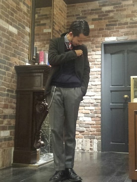 「アイテム（テーラードジャケット）」を使った、窪田 孝之さん（メンズ・170cm）の秋コーディネート