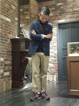 「アイテム（テーラードジャケット）」を使った、窪田 孝之さん（メンズ・170cm）の冬コーディネート