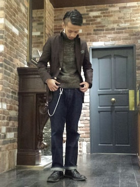 「アイテム（ニット/セーター）」を使った、窪田 孝之さん（メンズ・170cm）の冬コーディネート