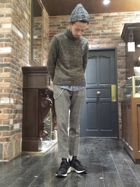 「アイテム（ニット/セーター）」を使った、窪田 孝之さん（メンズ・170cm）の冬コーディネート