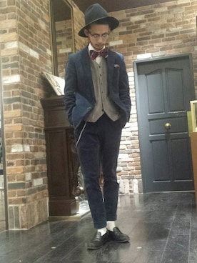 「アイテム（テーラードジャケット）」を使った、窪田 孝之さん（メンズ・170cm）の冬コーディネート