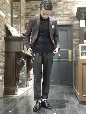 「アイテム（テーラードジャケット）」を使った、窪田 孝之さん（メンズ・170cm）の冬コーディネート