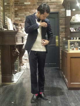 「アイテム（ニット/セーター）」を使った、窪田 孝之さん（メンズ・170cm）の冬コーディネート