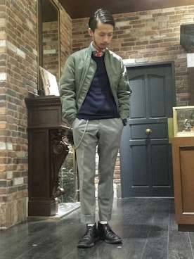 「アイテム（ニット/セーター）」を使った、窪田 孝之さん（メンズ・170cm）の冬コーディネート