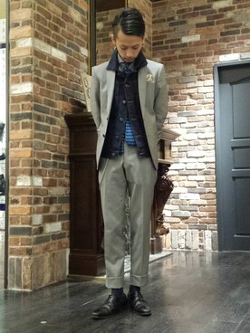 「A.P.C.（アーペーセー）のアイテム（ジャケット/アウター）」を使った、窪田 孝之さん（メンズ・170cm）の春コーディネート