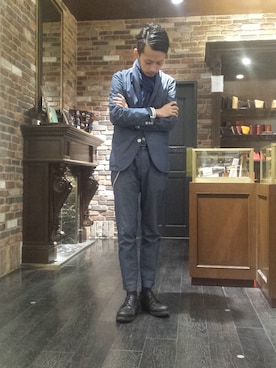 「アイテム（テーラードジャケット）」を使った、窪田 孝之さん（メンズ・170cm）の春コーディネート