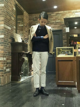 「アイテム（ニット/セーター）」を使った、窪田 孝之さん（メンズ・170cm）の春コーディネート