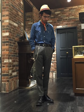 「アイテム（ベルト）」を使った、窪田 孝之さん（メンズ・170cm）の夏コーディネート