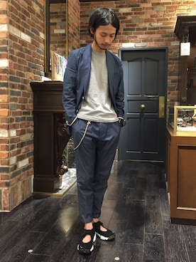 「アイテム（サンダル）」を使った、窪田 孝之さん（メンズ・170cm）の夏コーディネート