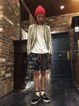 「サーフショーツ」｜窪田 孝之さん（メンズ・170cm）の夏コーディネート