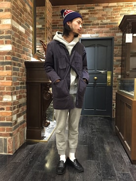 「LUMINOX（ルミノックス）のアイテム（腕時計）」を使った、窪田 孝之さん（メンズ・170cm）の冬コーディネート