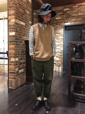 「アイテム（ソックス/靴下、イエロー系）」を使った、窪田 孝之さん（メンズ・170cm）の春コーディネート