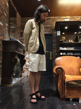 「NANO universe（ナノユニバース）のアイテム（サンダル）」を使った、窪田 孝之さん（メンズ・170cm）の夏コーディネート