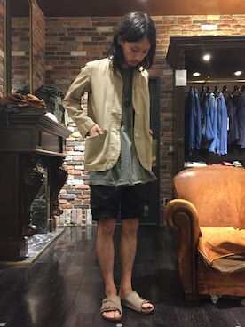 「アイテム（サンダル）」を使った、窪田 孝之さん（メンズ・170cm）の夏コーディネート