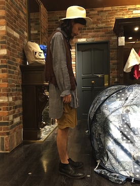「BRONTE（ブロンテ）のアイテム（帽子）」を使った、窪田 孝之さん（メンズ・170cm）の夏コーディネート