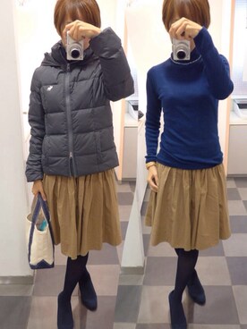 「Abercrombie&Fitch（アバークロンビーアンドフィッチ）のアイテム（ダウンジャケット/コート）」を使った、もこさん（レディース・165cm）の秋コーディネート