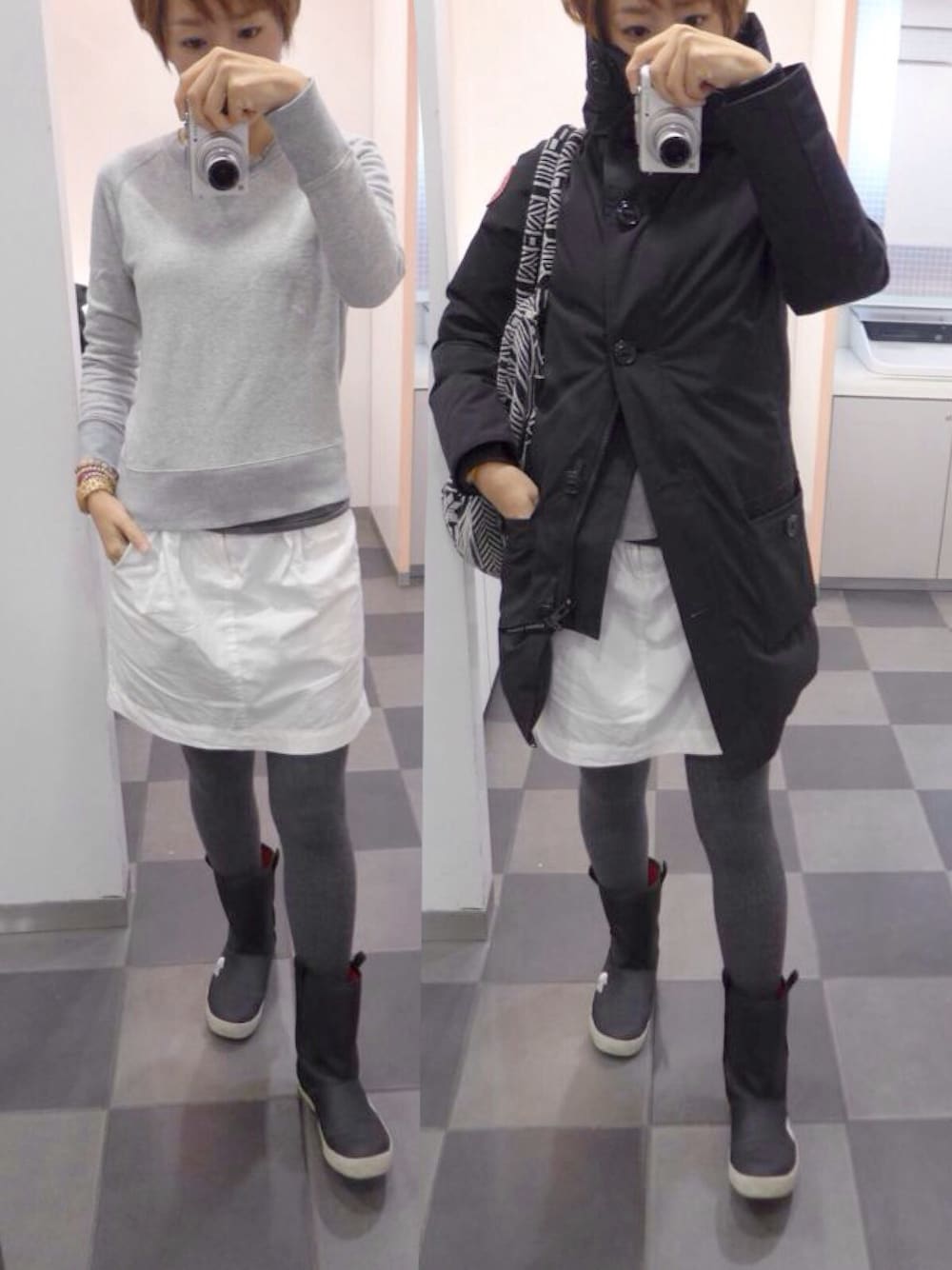 「MUJI、THE NORTH FACE、CANADA GOOSE」｜「atmos/atmos girlsのTHE NORTH FACE BASE CAMP BOOTIE [ザ・ノース・フェイス ベースキャンプ ブーティ ]（ブーツ）」を使った、もこさん（レディース・165cm）の冬コーディネートの1枚目の写真